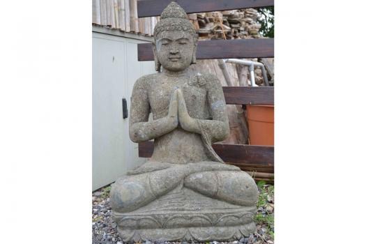 Steinskulptur sitzender Buddha, 100 cm
